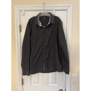 Rosso Milano Modern Fit Black Button Up Shirt Size 2XL
